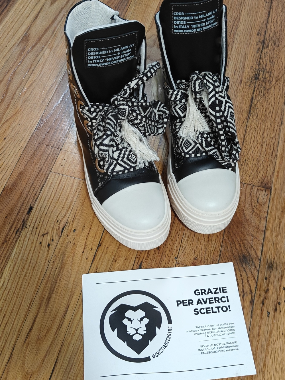 Cristia Zerotre High-Top Platform Sneakers in Black and White